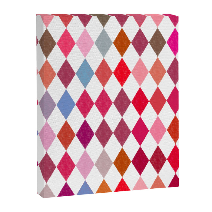 Festive Harlequin Diamond Pattern in Warm Tones Canvas Print Gallery Image 1