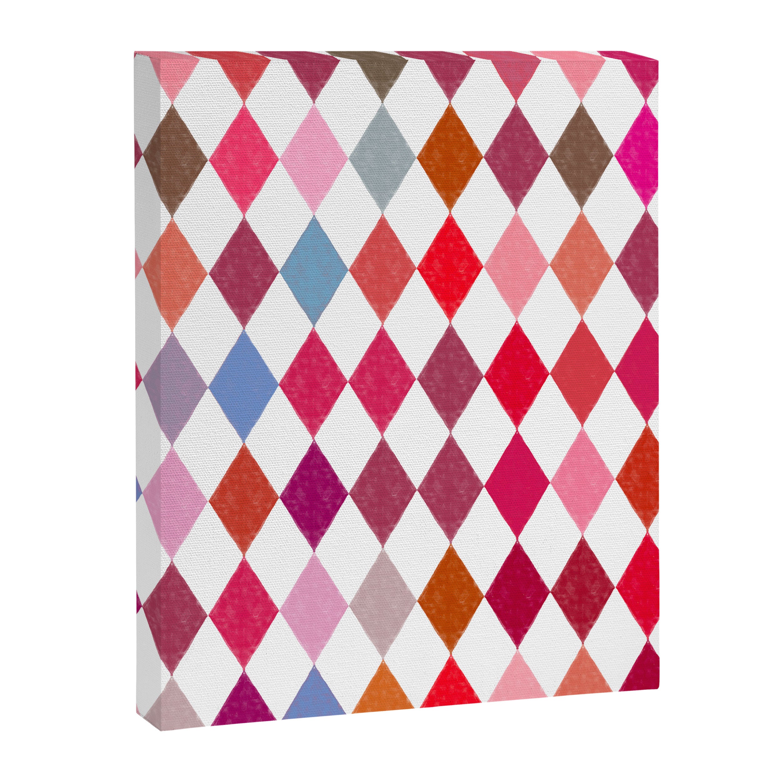 Festive Harlequin Diamond Pattern in Warm Tones Canvas Print Gallery Image 8