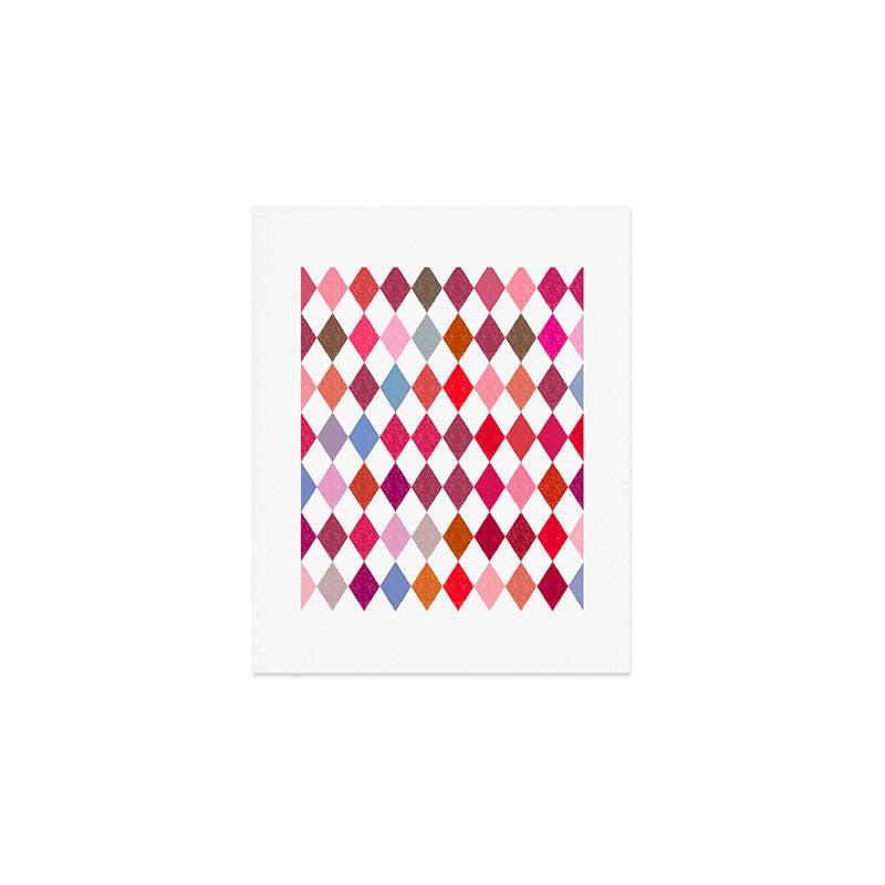 Festive Harlequin Diamond Pattern in Warm Tones Art Print Gallery Image 1