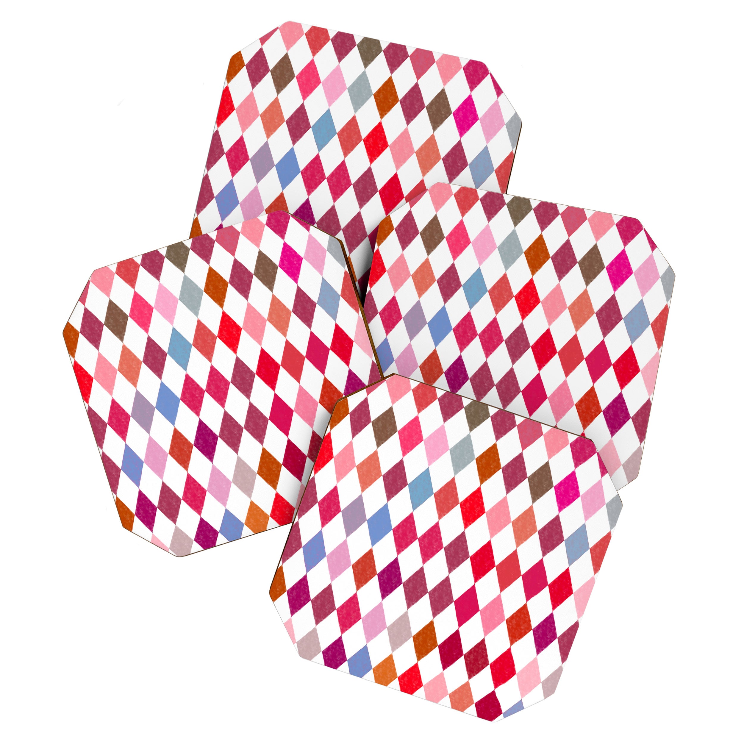 Festive Harlequin Diamond Pattern in Warm Tones Coaster Gallery Image 1