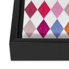 Festive Harlequin Diamond Pattern in Warm Tones Framed Canvas Print Gallery Image 3