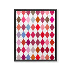 Festive Harlequin Diamond Pattern in Warm Tones Framed Canvas Print Gallery Image 8
