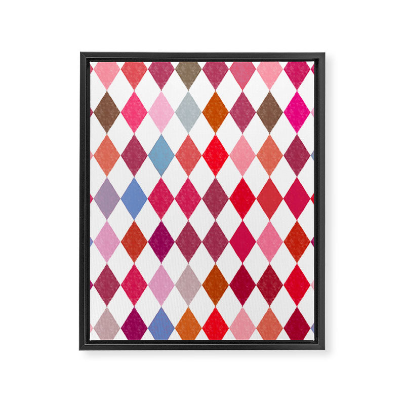 Festive Harlequin Diamond Pattern in Warm Tones Framed Canvas Print Gallery Image 8