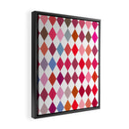 Festive Harlequin Diamond Pattern in Warm Tones Framed Canvas Print Gallery Image 2
