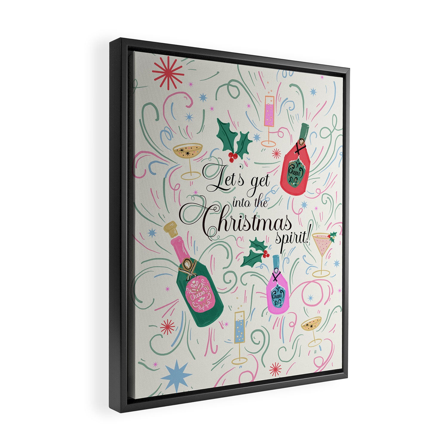 Festive holiday drinks illustration Framed Canvas Print Gallery Image 2