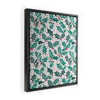 Festive Holly Leaves and Berries Christmas Pattern Framed Canvas Print Gallery Image 2