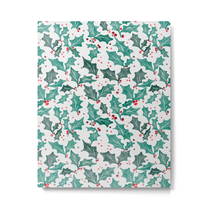 Festive Holly Leaves and Berries Christmas Pattern Metal Print Gallery Image 1