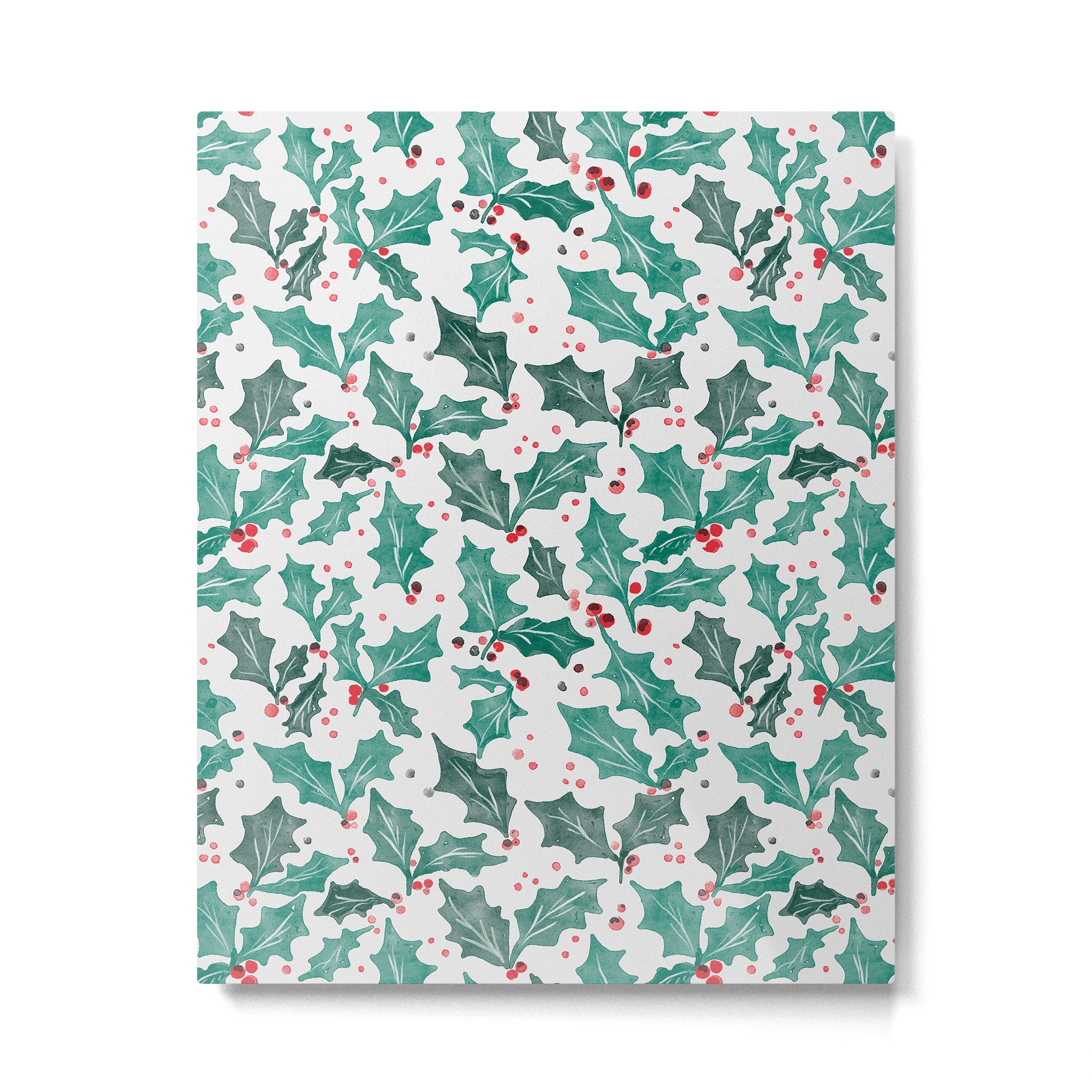Festive Holly Leaves and Berries Christmas Pattern Metal Print Gallery Image 6