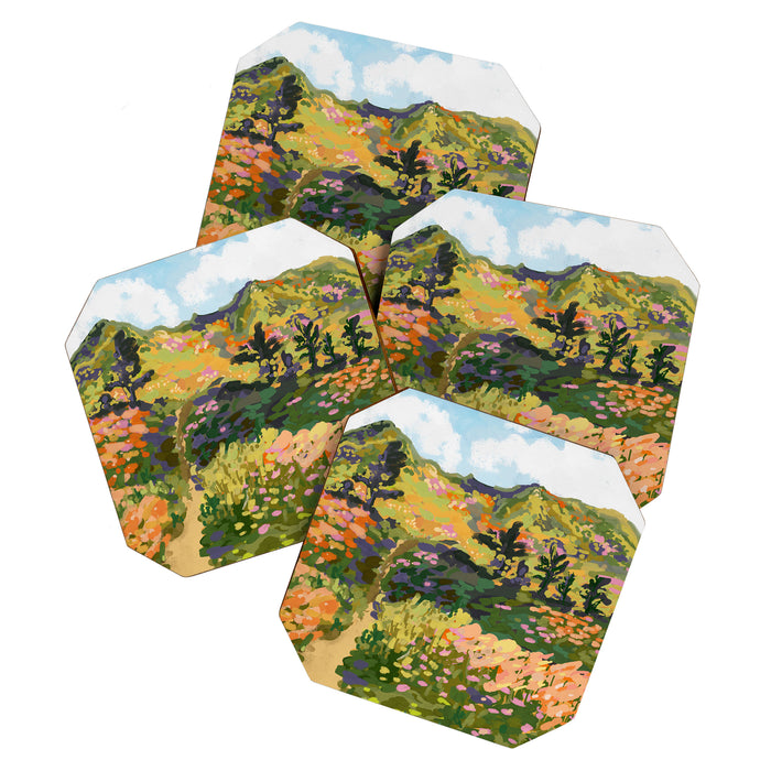 Floral Landscape illustration Coaster Gallery Image 1