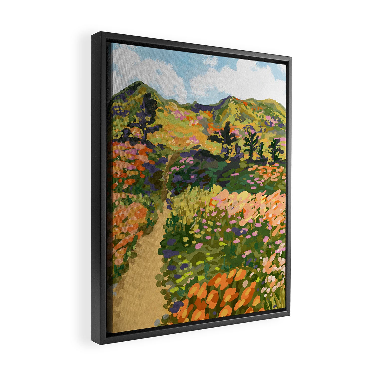Floral Landscape illustration Framed Canvas Print Gallery Image 2