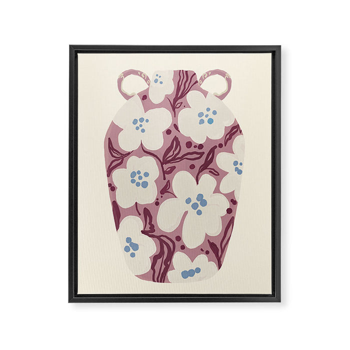 Floral Painted Folk Vase Framed Canvas Print Gallery Image 1