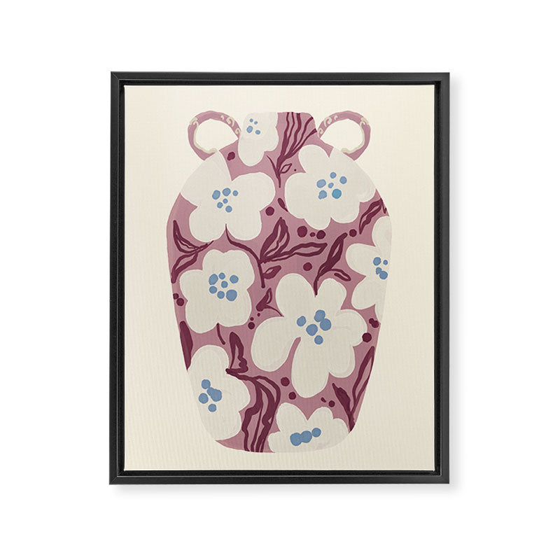Floral Painted Folk Vase Framed Canvas Print Gallery Image 6