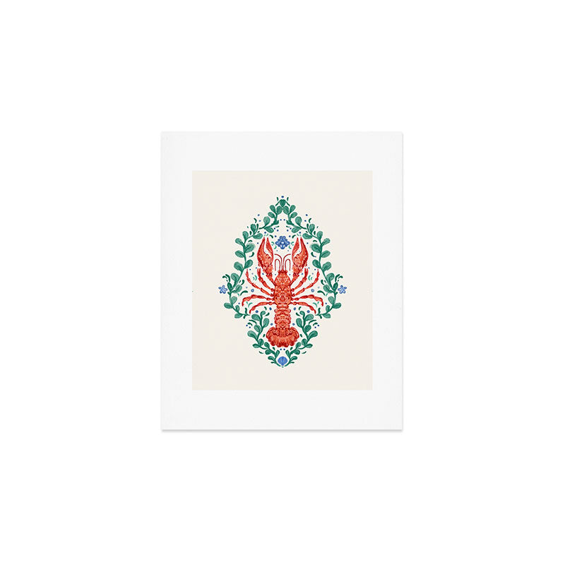 Fluidity in Color: A Watercolor Portrait of the Majestic Lobster Art Print Gallery Image 1