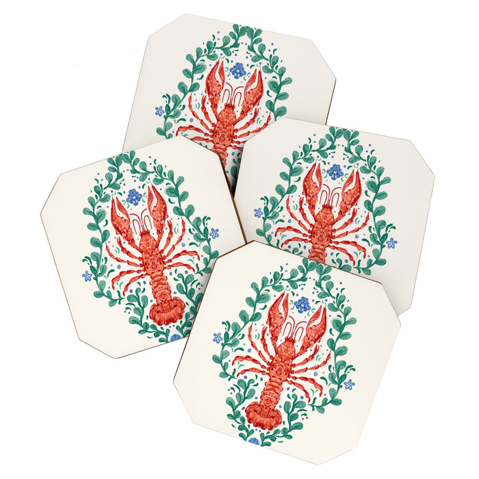 Fluidity in Color: A Watercolor Portrait of the Majestic Lobster Coaster Gallery Image 1