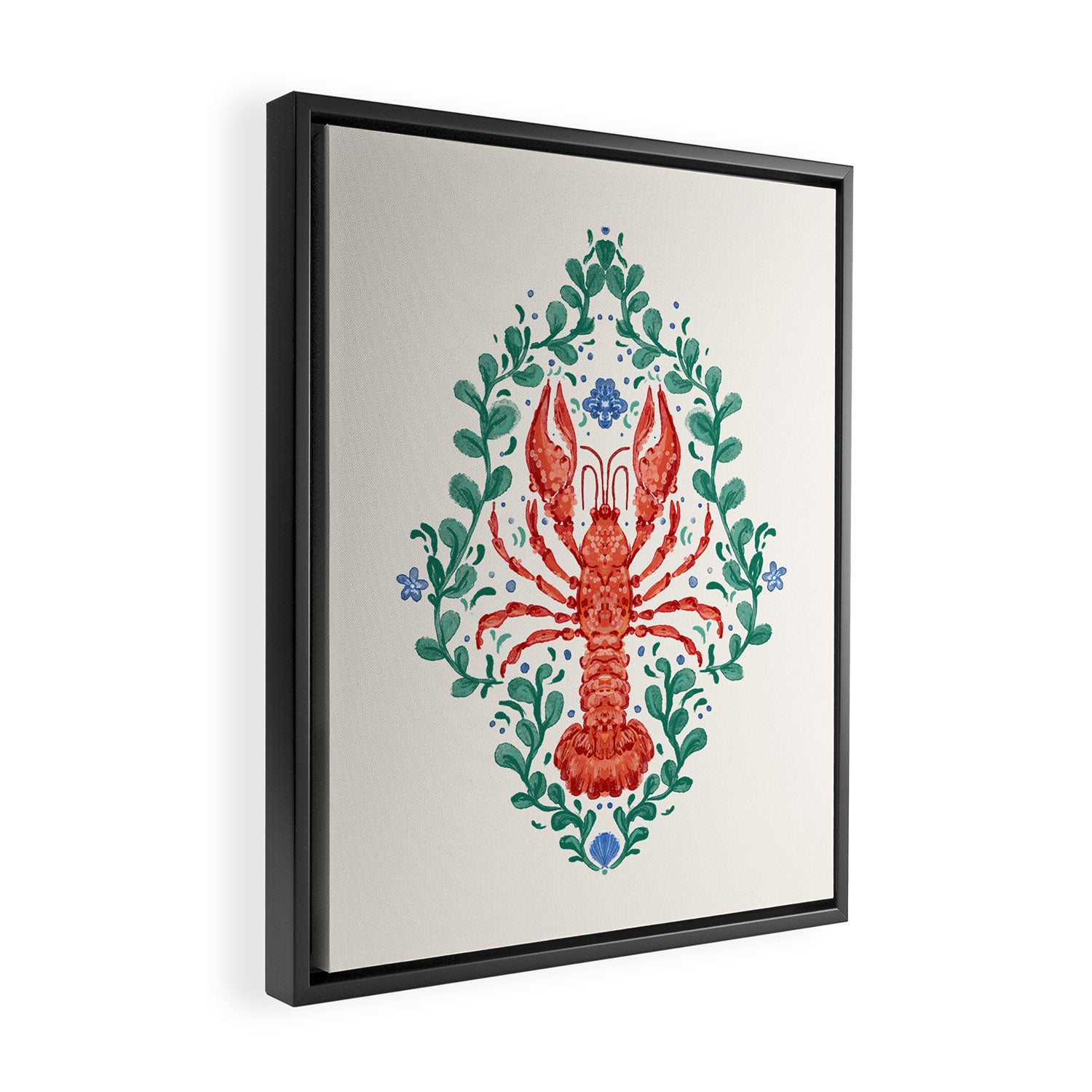 Fluidity in Color: A Watercolor Portrait of the Majestic Lobster Framed Canvas Print Gallery Image 2
