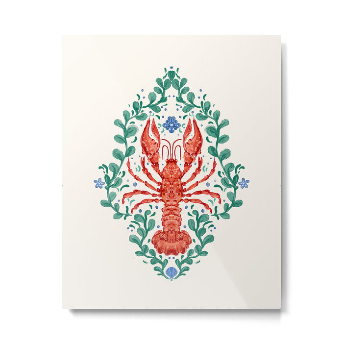 Fluidity in Color: A Watercolor Portrait of the Majestic Lobster Metal Print Gallery Image 1