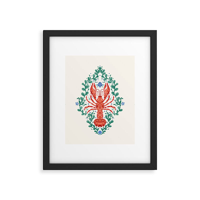 Fluidity in Color: A Watercolor Portrait of the Majestic Lobster Framed Art Print Gallery Image 6