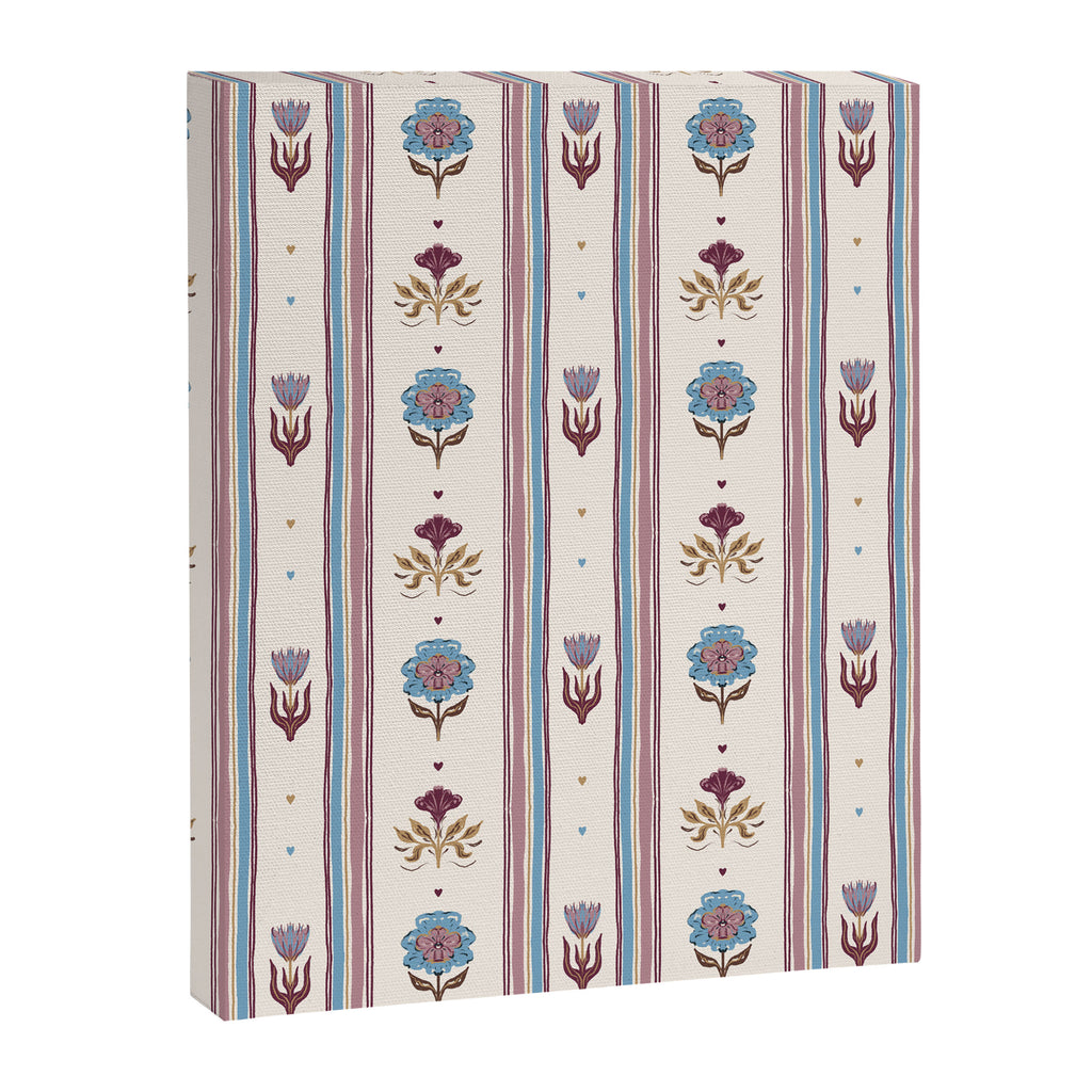Folk Floral Stripe Pattern Canvas Print Gallery Image 8
