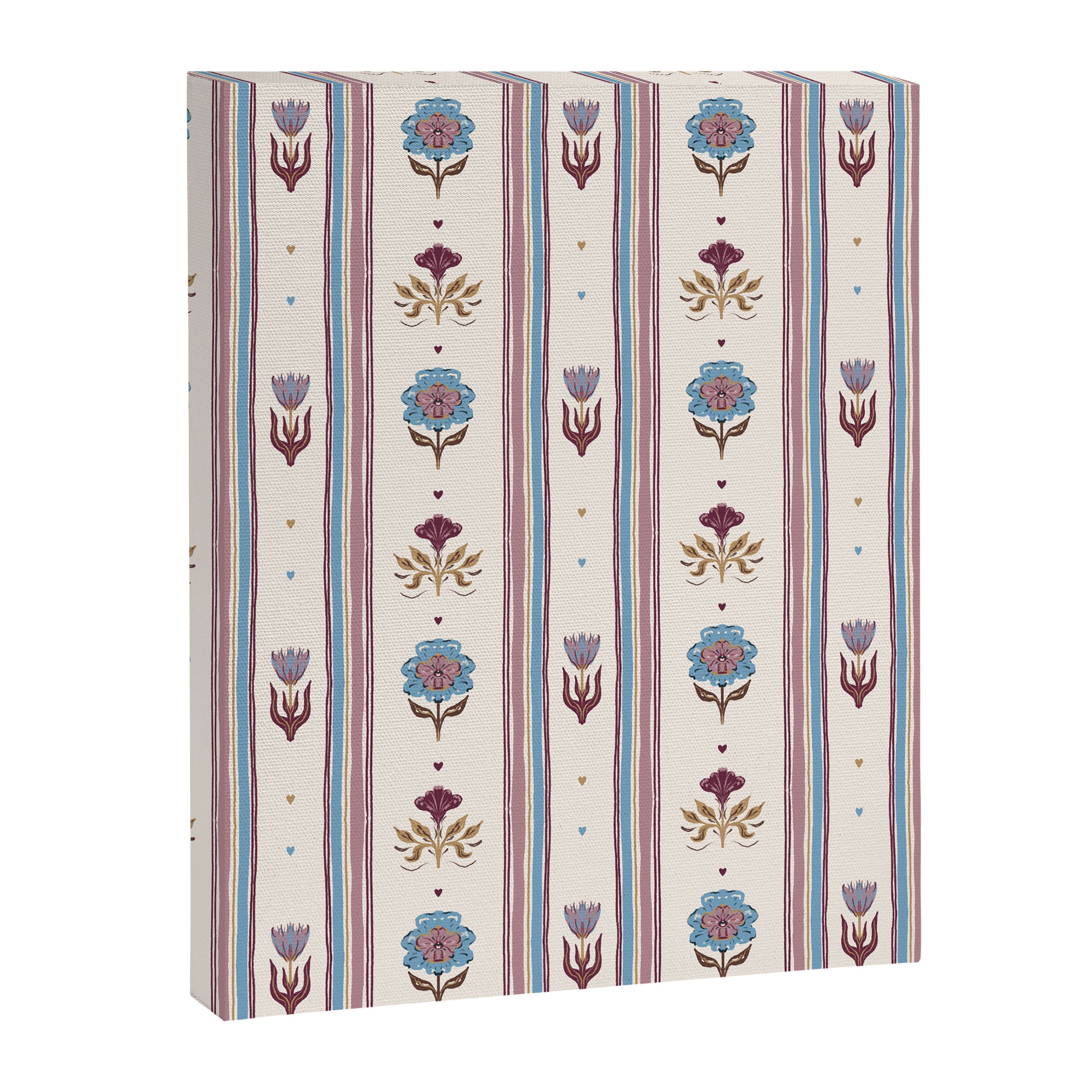 Folk Floral Stripe Pattern Canvas Print Gallery Image 8
