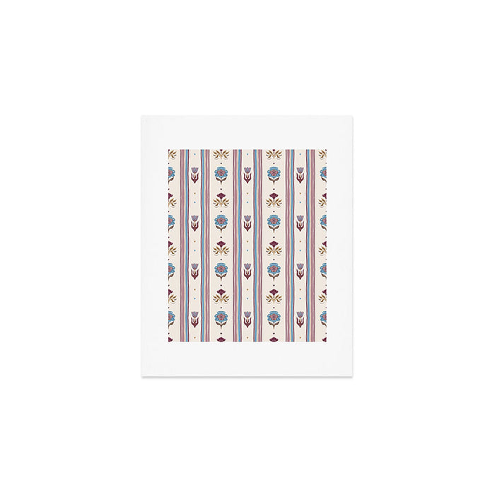 Folk Floral Stripe Pattern Art Print Gallery Image 1