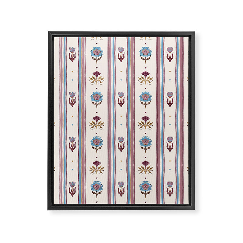 Folk Floral Stripe Pattern Framed Canvas Print Gallery Image 8