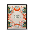 Folk inspired Festive Holiday Bows  and Christmas Tree  Framed Canvas Print Gallery Image 8