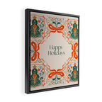 Folk inspired Festive Holiday Bows  and Christmas Tree  Framed Canvas Print Gallery Image 2