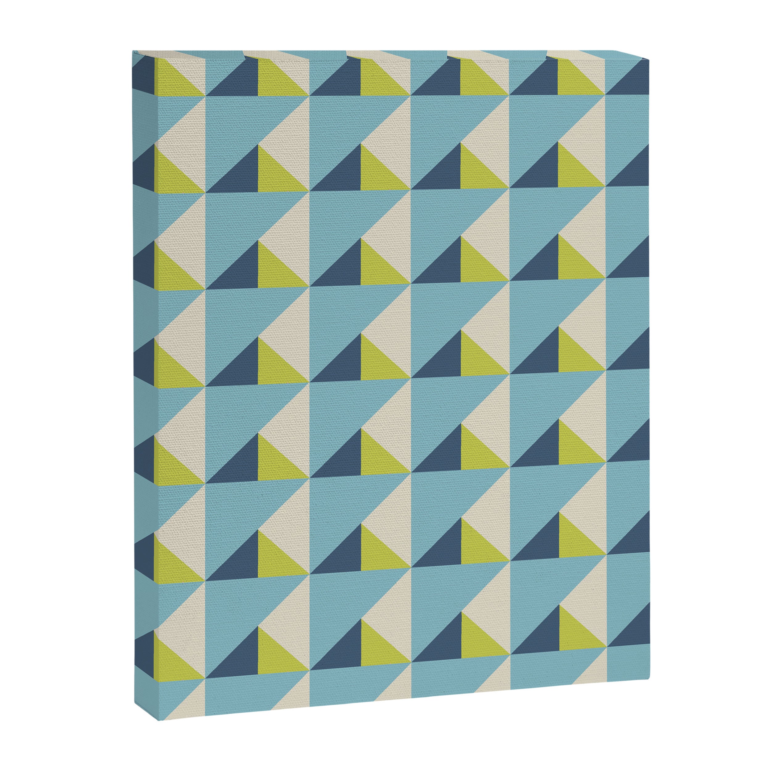 Fresh Geometric Triangle Pattern  Sky Blue Lemon Yellow and Navy Canvas Print Gallery Image 8