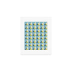 Fresh Geometric Triangle Pattern  Sky Blue Lemon Yellow and Navy Art Print Gallery Image 1