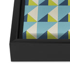 Fresh Geometric Triangle Pattern  Sky Blue Lemon Yellow and Navy Framed Canvas Print Gallery Image 3
