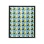 Fresh Geometric Triangle Pattern  Sky Blue Lemon Yellow and Navy Framed Canvas Print Gallery Image 8