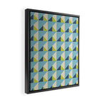 Fresh Geometric Triangle Pattern  Sky Blue Lemon Yellow and Navy Framed Canvas Print Gallery Image 2