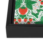 Fresh Strawberry Vine and Floral Pattern on White Framed Canvas Print Gallery Image 3