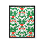 Fresh Strawberry Vine and Floral Pattern on White Framed Canvas Print Gallery Image 8