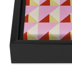 Geometric Triangle Pattern Playful Pink Red and Yellow Abstract Repeat Print Framed Canvas Print Gallery Image 3