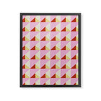 Geometric Triangle Pattern Playful Pink Red and Yellow Abstract Repeat Print Framed Canvas Print Gallery Image 8