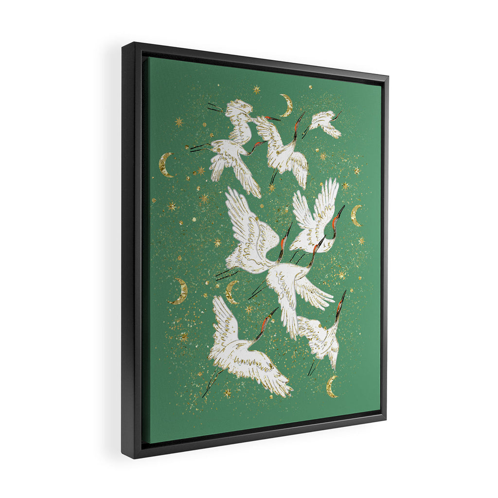 Golden cranes party  Framed Canvas Print Gallery Image 2