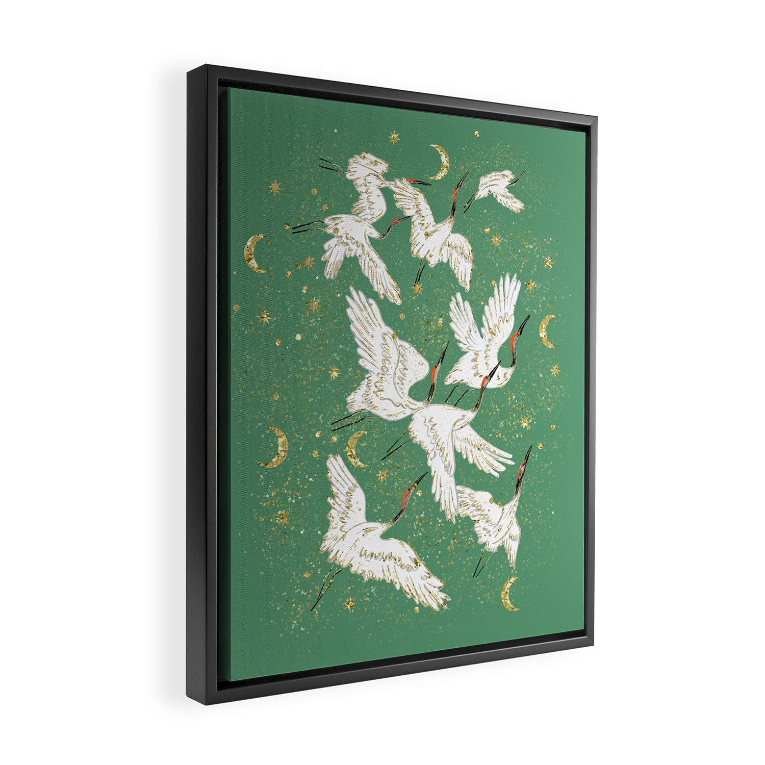 Golden cranes party  Framed Canvas Print Gallery Image 2