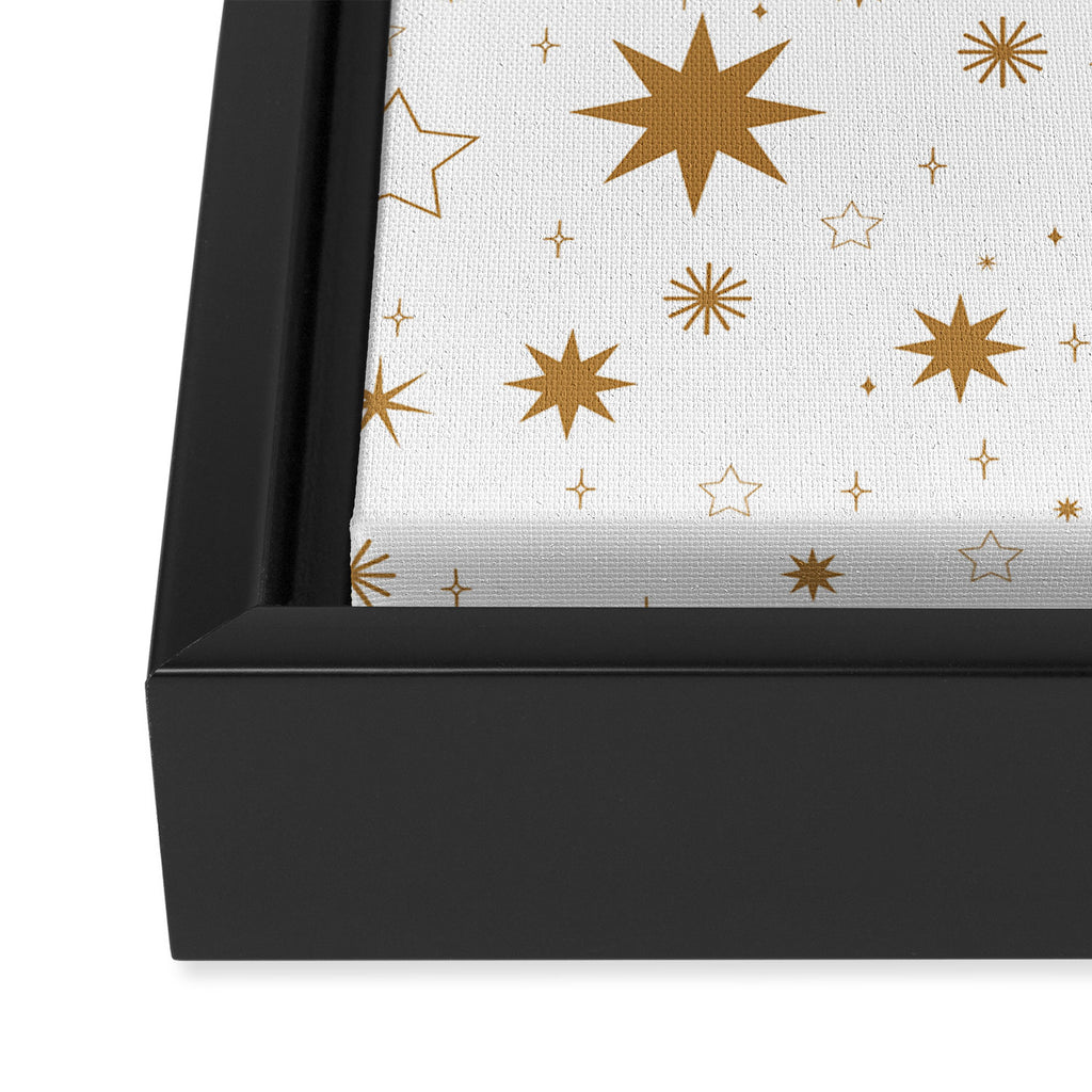 Golden Starburst Holiday Pattern Framed Canvas Print Gallery Image 3