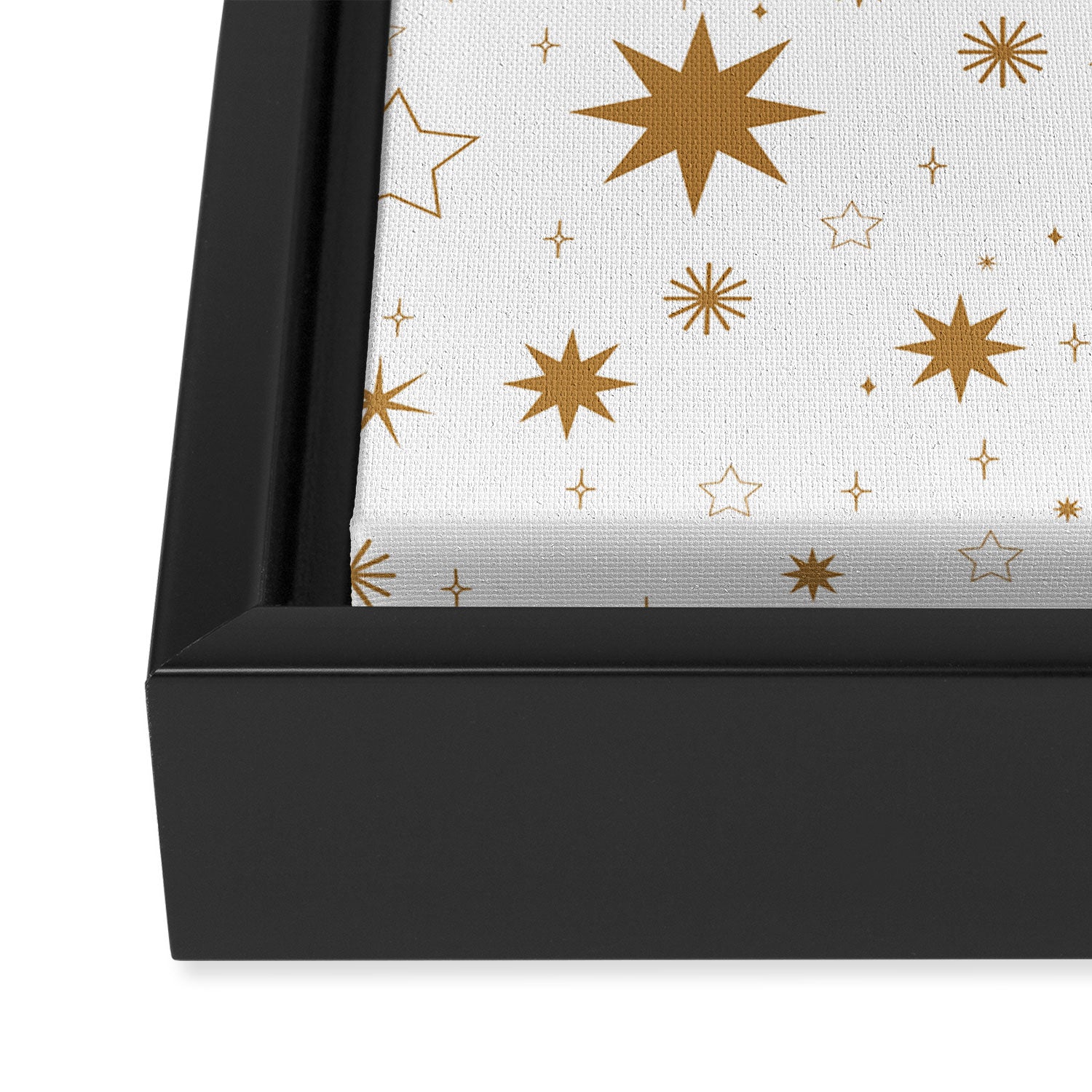 Golden Starburst Holiday Pattern Framed Canvas Print Gallery Image 3