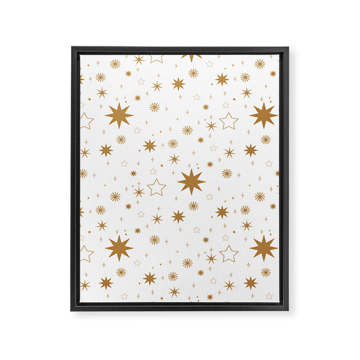 Golden Starburst Holiday Pattern Framed Canvas Print Gallery Image 1