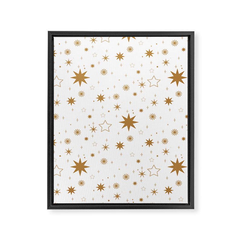Golden Starburst Holiday Pattern Framed Canvas Print Gallery Image 8