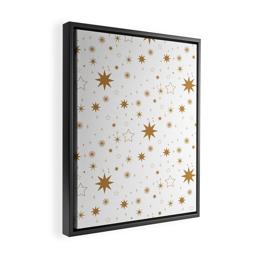 Golden Starburst Holiday Pattern Framed Canvas Print Gallery Image 2