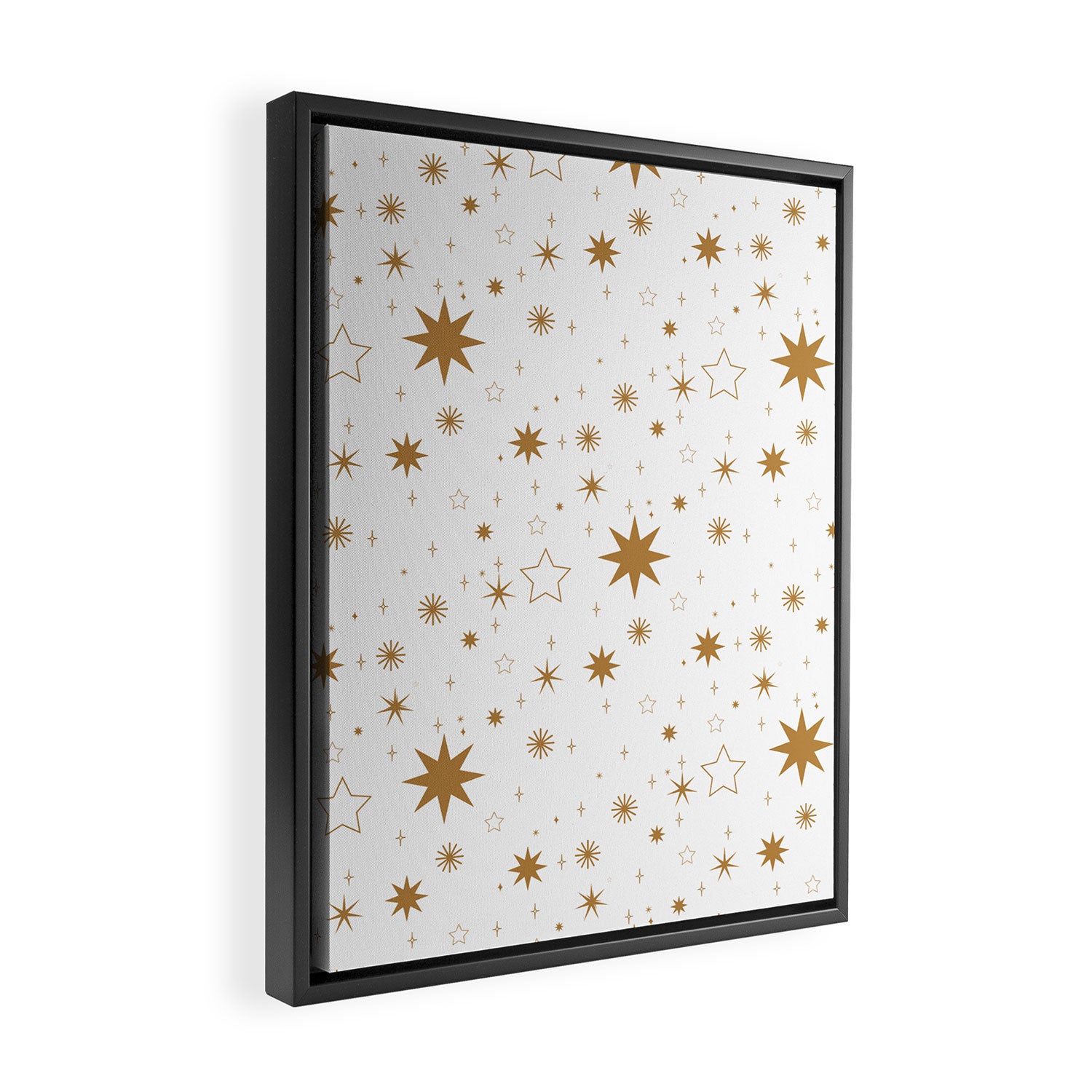 Golden Starburst Holiday Pattern Framed Canvas Print Gallery Image 2