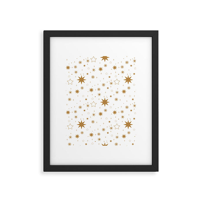 Golden Starburst Holiday Pattern Framed Art Print Gallery Image 1