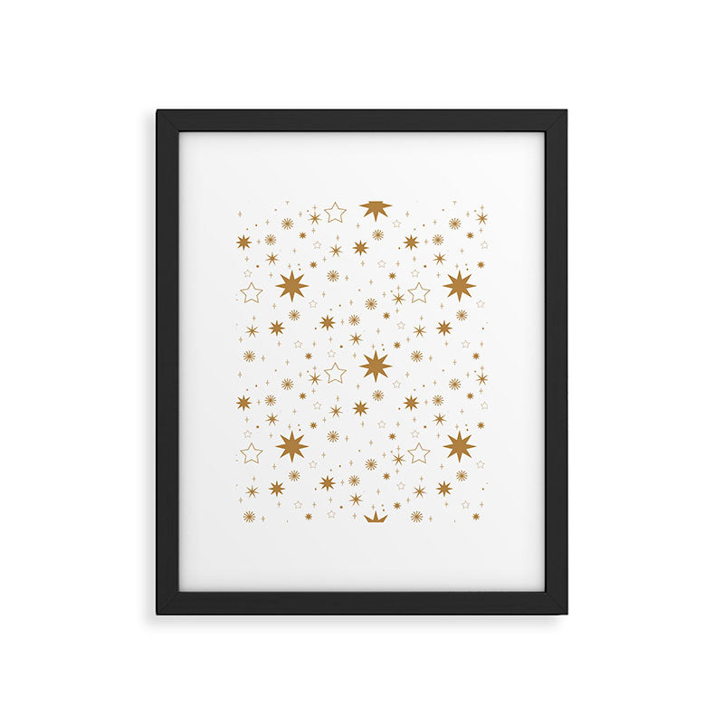Golden Starburst Holiday Pattern Framed Art Print Gallery Image 6