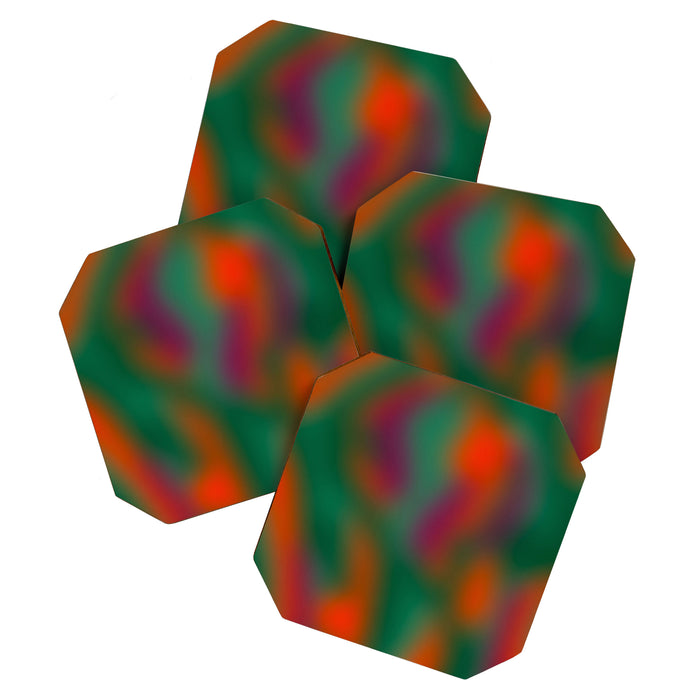 Green and Red Gradient Textured artwork Coaster Gallery Image 1