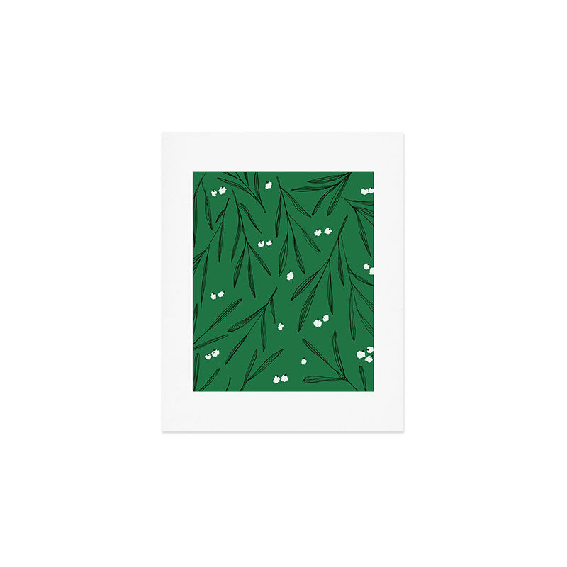 Green leaves pattern Art Print Gallery Image 1