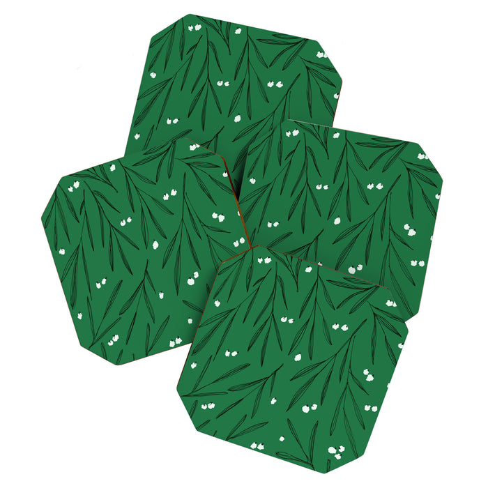 Green leaves pattern Coaster Gallery Image 1