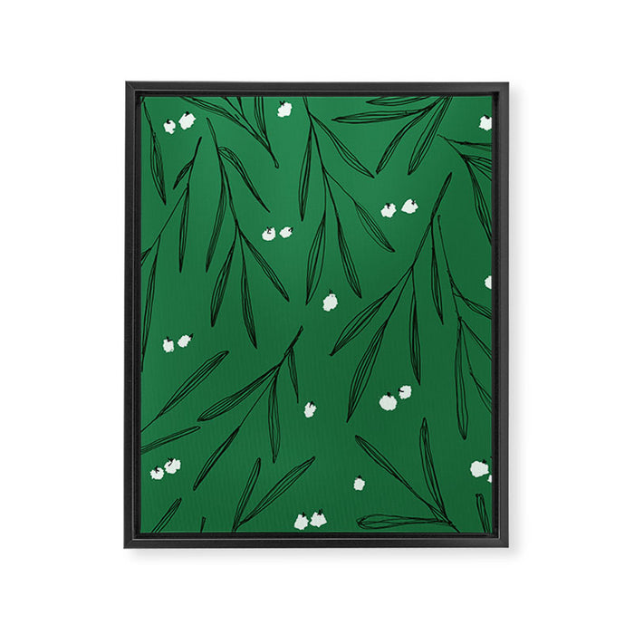 Green leaves pattern Framed Canvas Print Gallery Image 1
